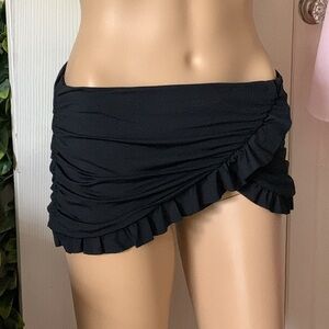 Jantzen black ruffle ruched swim shorts skirt bottoms 6